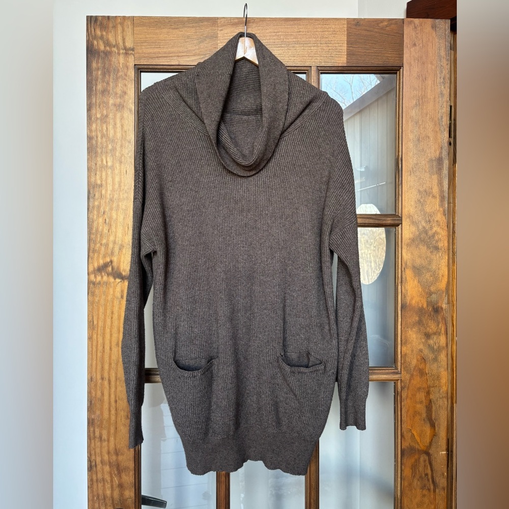 Cowl neck long sweater